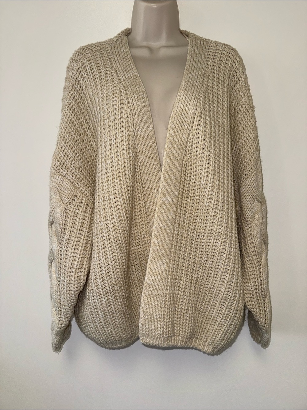 Moon & Madison (Small) Tan Knit Sweater Cardigan